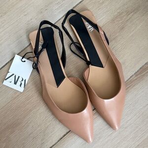 Zara Women's Nude Pointed Slingback Heels
